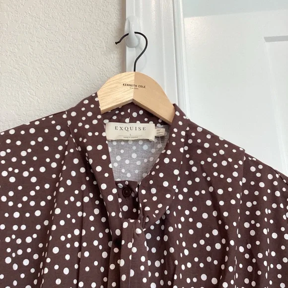 Exquise Tobie Collared Button-Front Tie-Neck Mini Shirt Dress Anthroplogie NEW - Picture 7 of 15